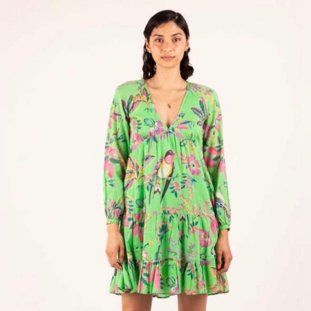 BANJANAN Women’s Hilary Dress in Woden Hedgerow Classic Green - Small
